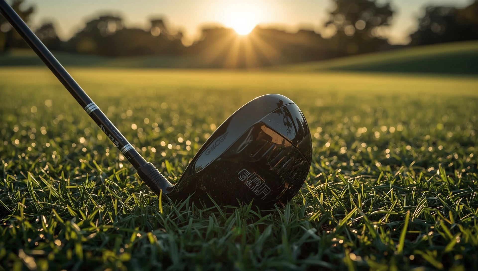 Driver de golfe moderno usado por jogador amador em campo de golfe