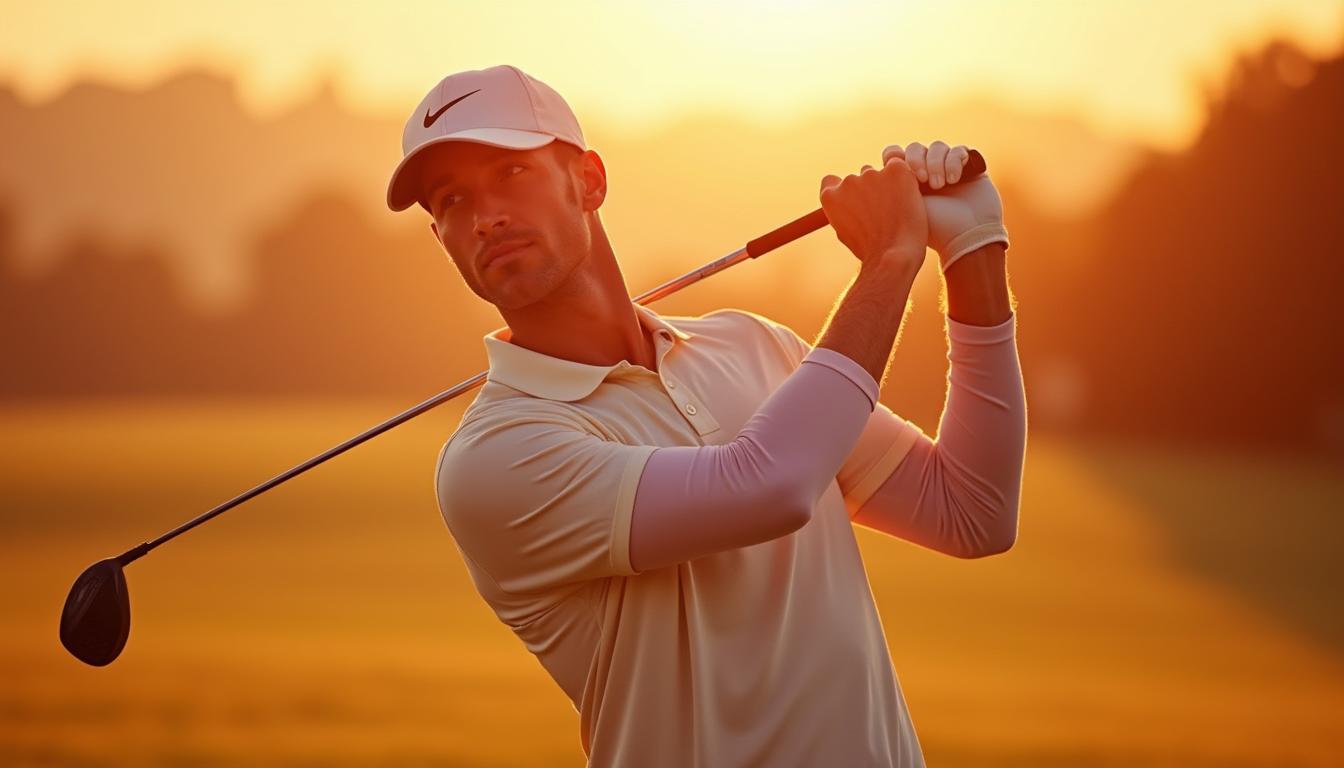 Jogador usando camisa polo de golfe.