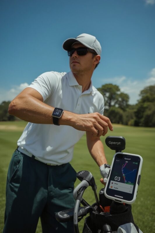 diferentes tipos de GPS de golfe relógio, handheld e rangefinder 