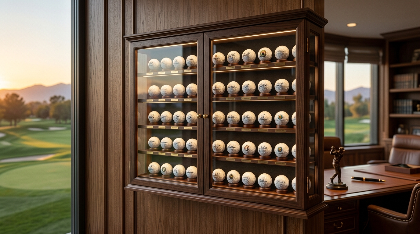 Premium Wooden Golf Ball Display Cases Elegant Storage for Your Milestone Balls