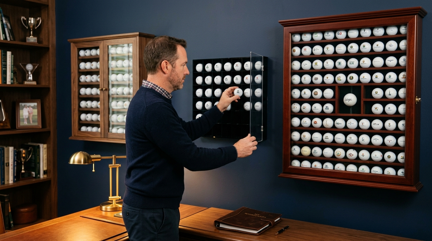 Golf Ball Frame Display Glass vs Acrylic vs Wood