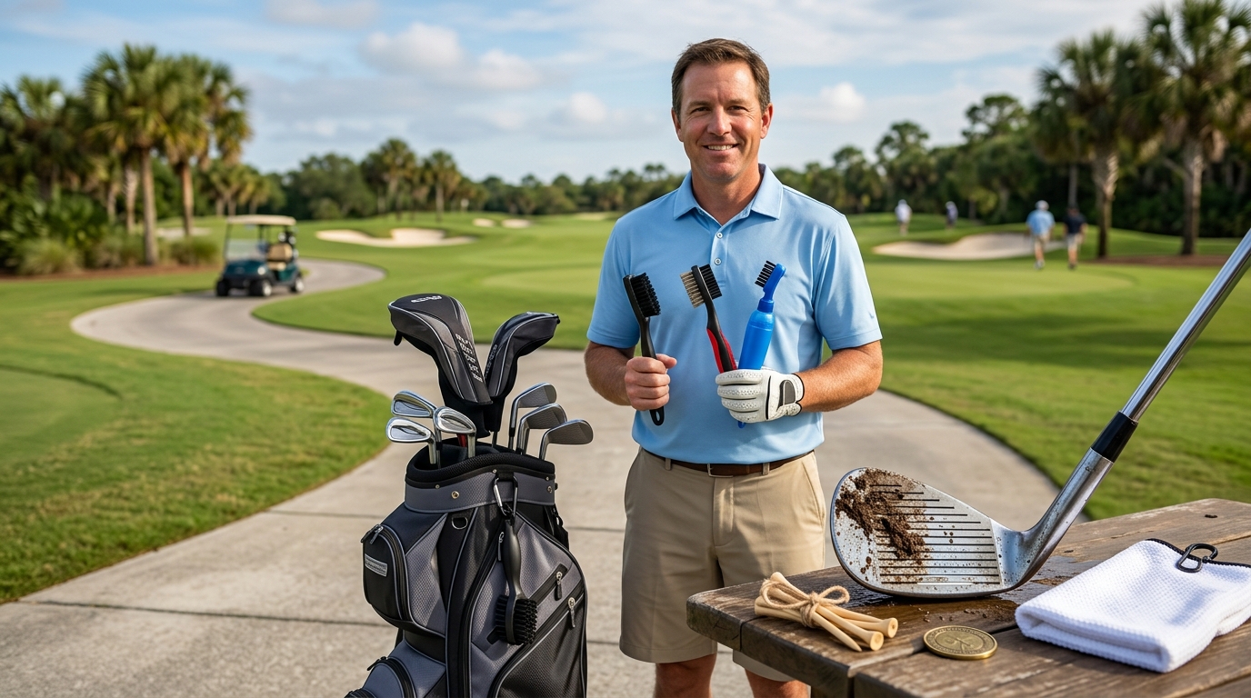 Golf Club Brush Groove Cleaner Bristle Guide