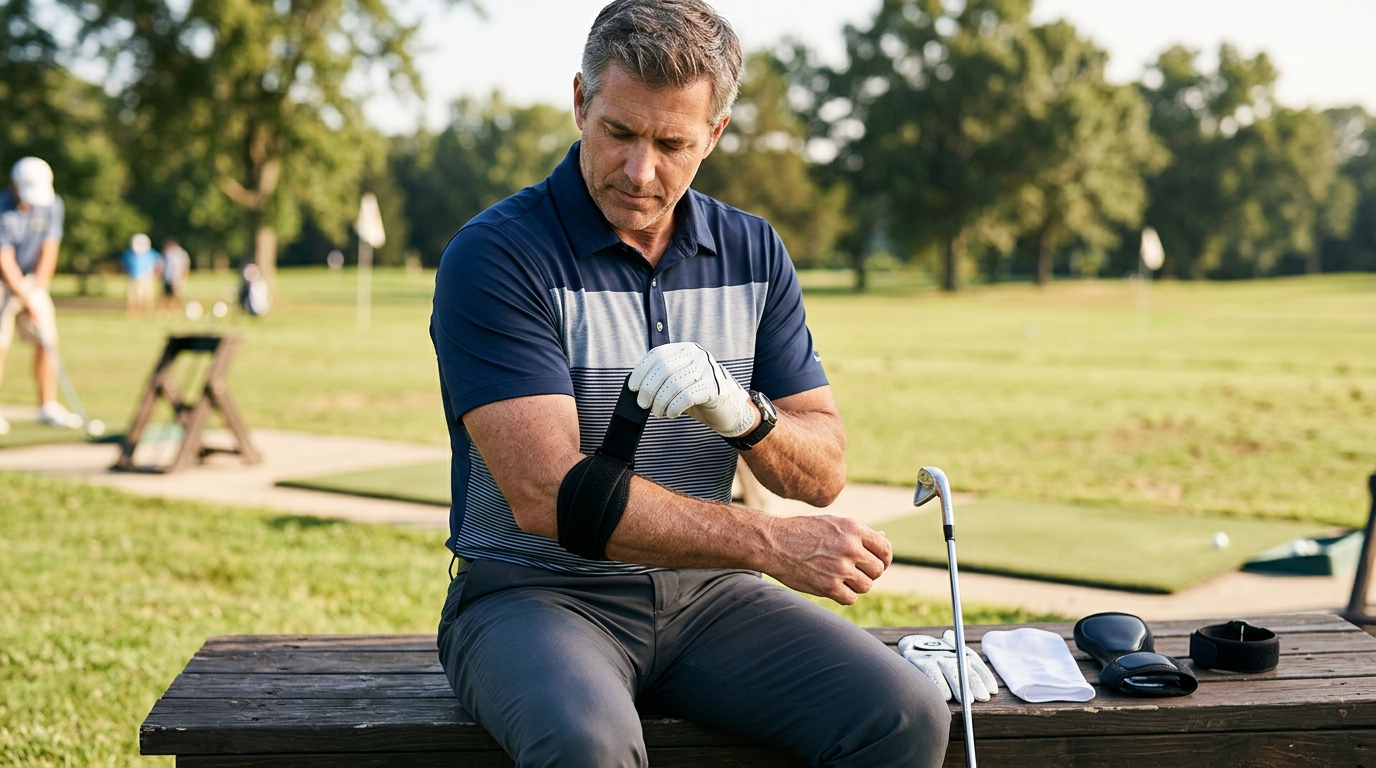 Golf Elbow Brace Placement 2-Finger Rule Guide