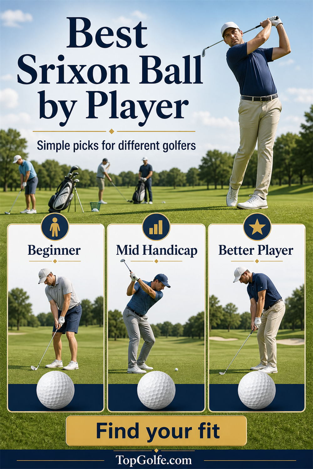 Pinterest guide showing the best Srixon golf ball by player type