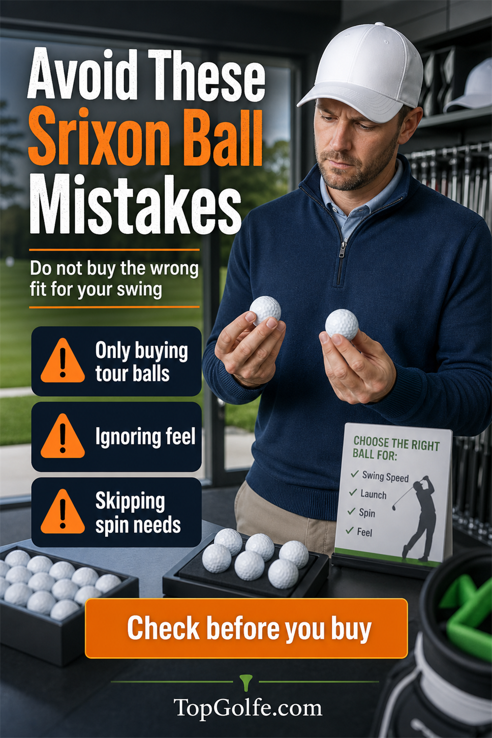 Pinterest warning guide about common mistakes when choosing Srixon golf balls